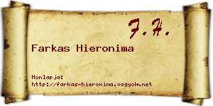 Farkas Hieronima névjegykártya